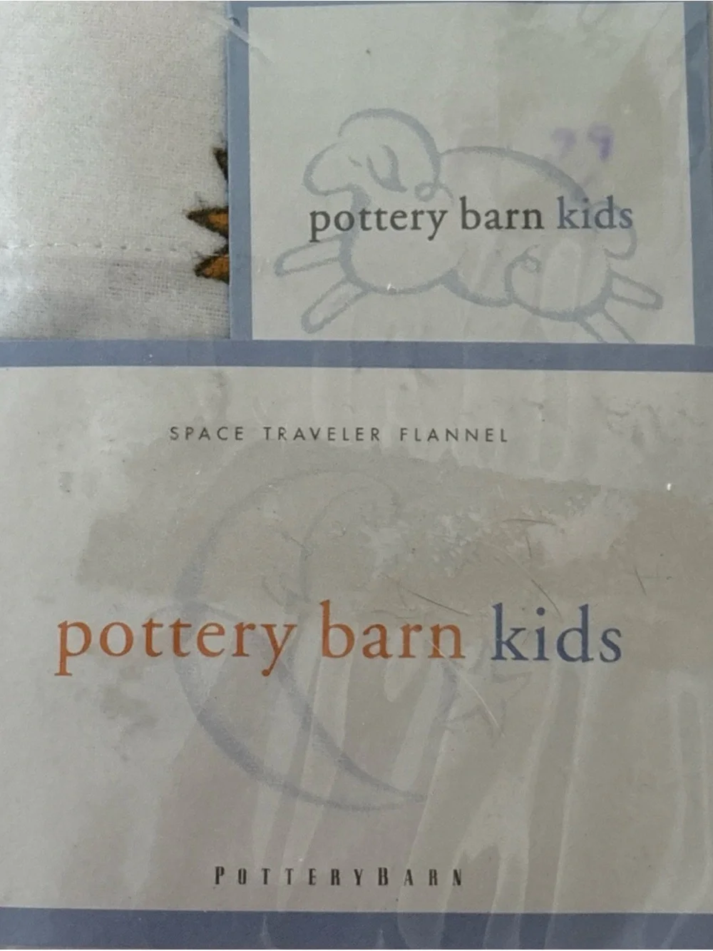 Pottery Barn Kids Crib Size Pillowcase White Space Traveler Flannel Lot of 2